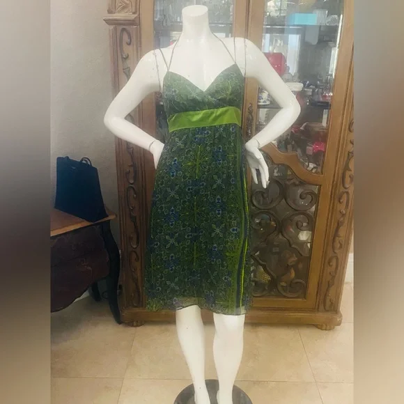 Laundry By Shelli Segal | Dresses | Laundry Greenblue Paisley Print Silk  Dress Sz | Poshmark